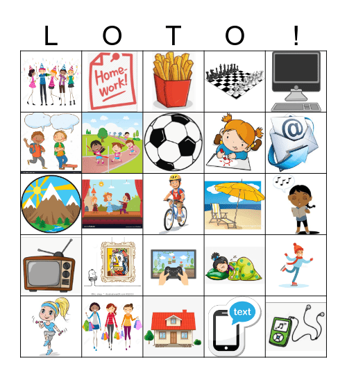 Qu'est-ce qu'on va faire vendredi aprèm? Bingo Card