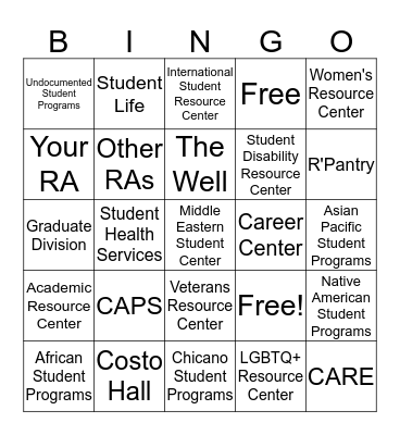 R' Resources  Bingo Card