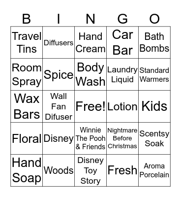 Scentsy Bingo Card