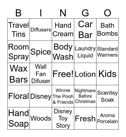 Scentsy Bingo Card