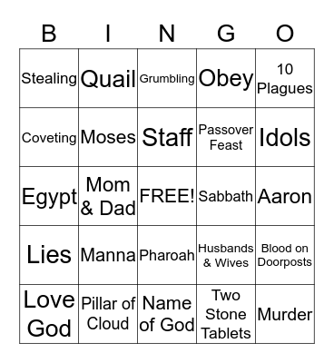 Bible Bingo Card