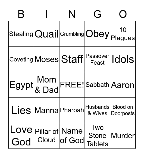 Bible Bingo Card