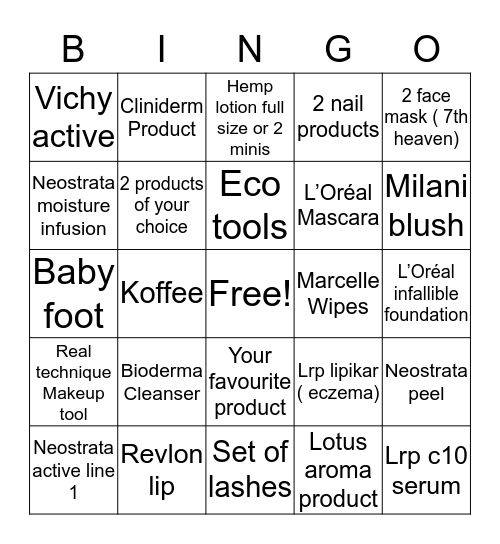 Cosmetics Bingo  Bingo Card