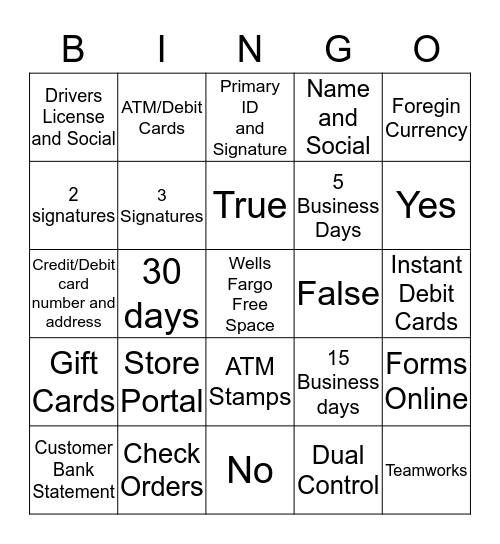 Mail-Go Bingo Card