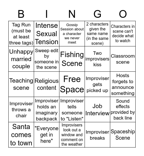 IMPROV BINGO Card