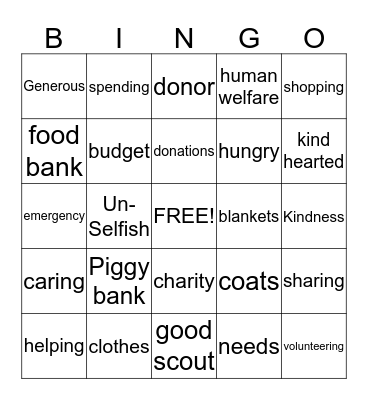 Philanthropist Bingo Card