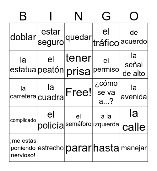 Ch 3B ¿Cómo se va...? Bingo Card