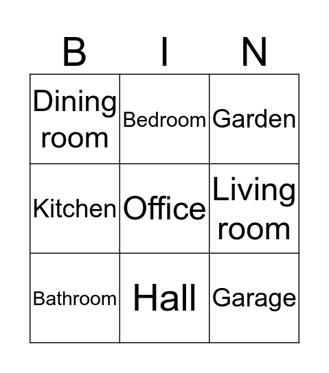 Parts of the house Bingo Card