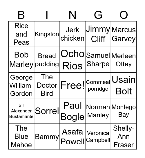 Jamaican Bingo Card
