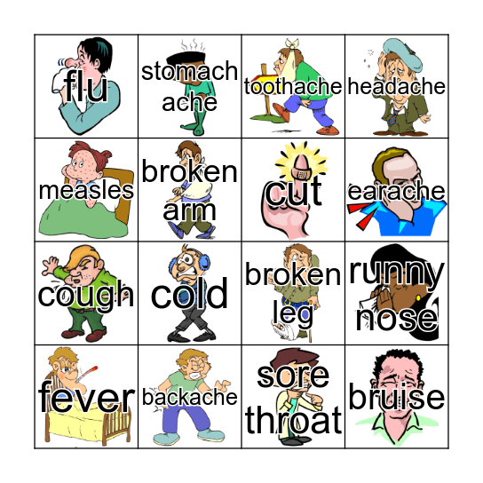 Health problems Bingo Card