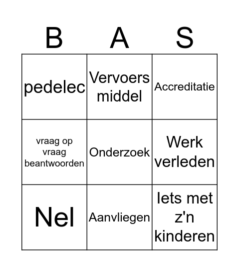 De Bas Bingo Card