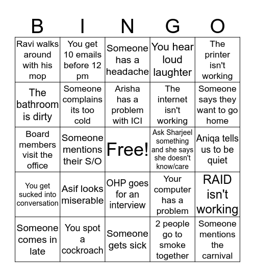 CAP Bingo 7/11 Bingo Card