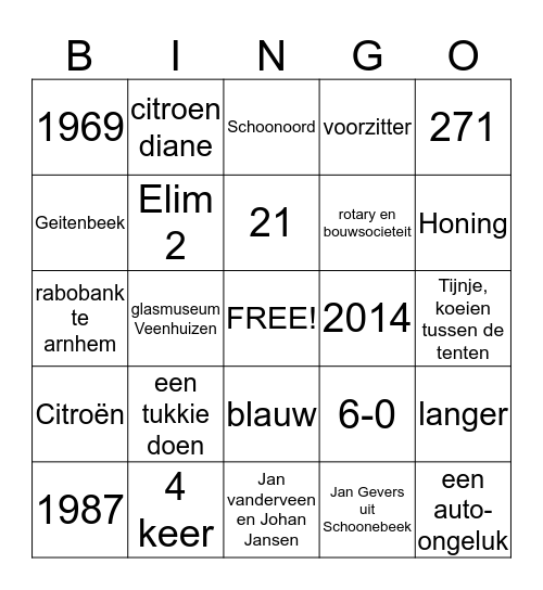 Jaap 65 jaar Bingo! Bingo Card