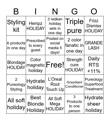 Beau Monde Bingo Card