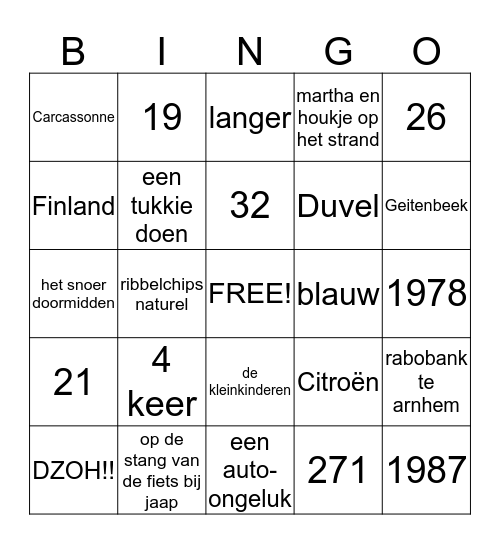 Jaap 65 jaar Bingo! Bingo Card