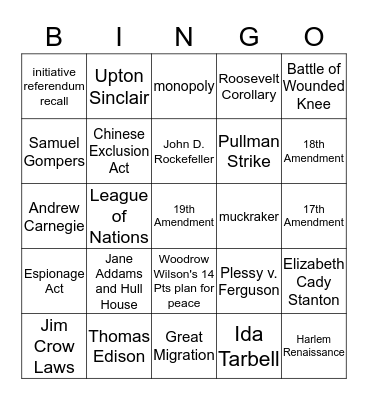 Unit 5 and Unit 6 Bingo Card