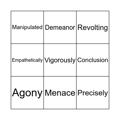 Vocabulary Bingo Card