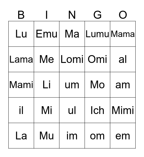 Lese Bingo Card