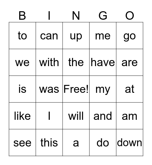 Kindergarten Ekren Bingo Card