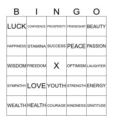 WISH YOU... Bingo Card