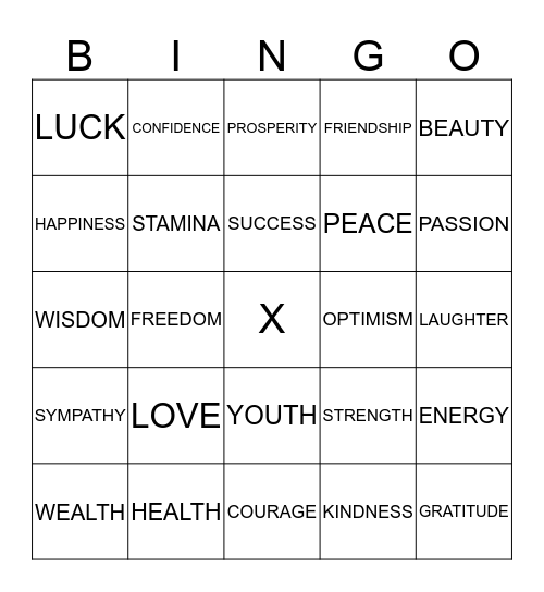 WISH YOU... Bingo Card