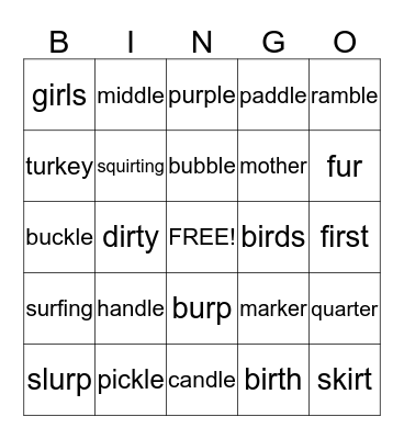 Word Review Bingo Card