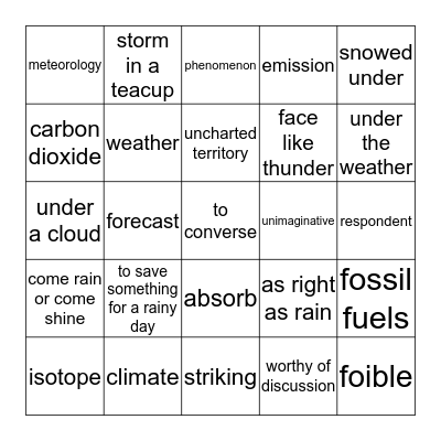 Is It Raining Cats And Dogs Bingo Card