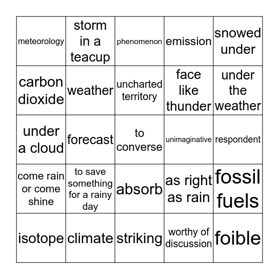 Is It Raining Cats And Dogs Bingo Card