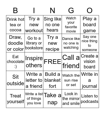 RECOVERY BINGO Card