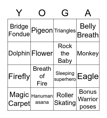 YOGA BINGO Card