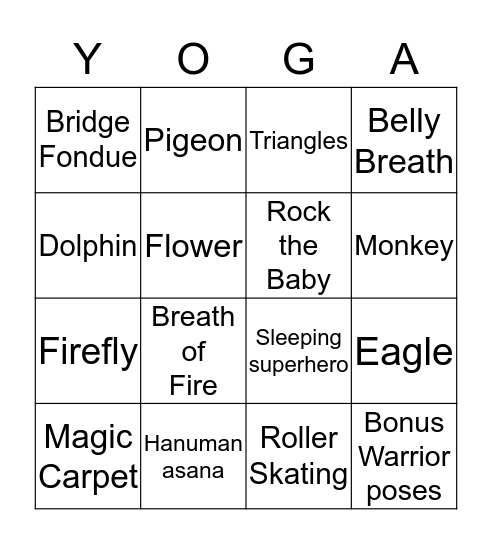 YOGA BINGO Card