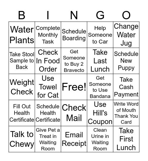 Client Services Bingo  Bingo Card