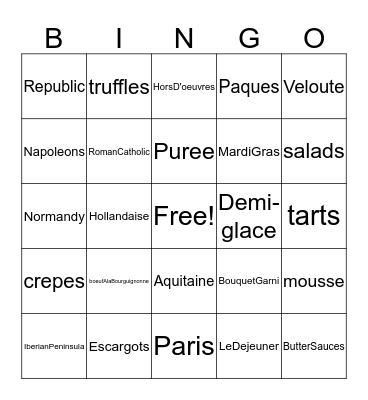 France Bingo Card
