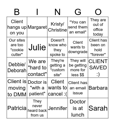 Client Experience BINGO! Bingo Card