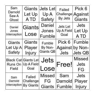 Futility Bowl 2019 Bingo Card