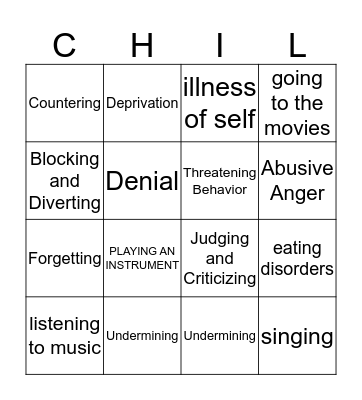 STRESS BINGO Card