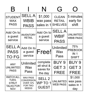 EWC GSA CONTEST Bingo Card