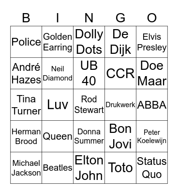 Muziekbingo Card