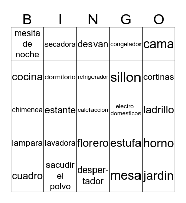 U2D1-3 House Vocab Bingo Card