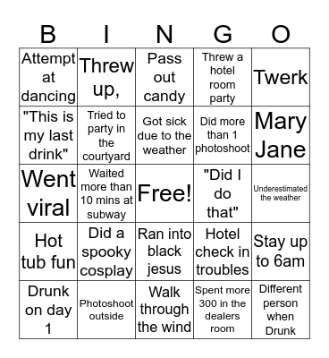 AWA 2019 Bingo Card