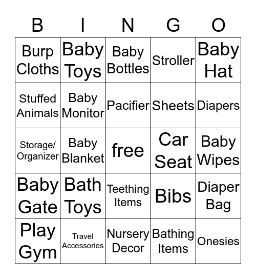 Baby Shower Bingo Card