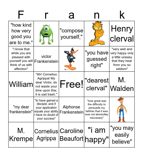 The Franken Games Bingo Card