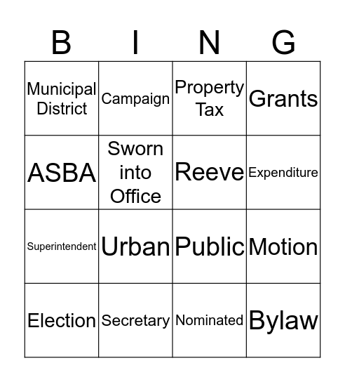 Ms. Currie's Local Government Bingo  Bingo Card