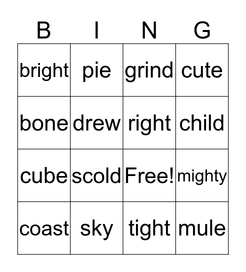 Unit 2 Week 1 Spelling Words Bingo Card