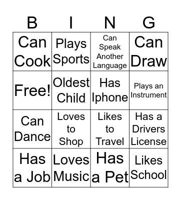 M2Y Connections Bingo Card