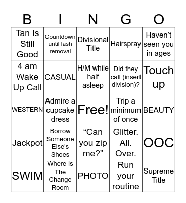 PAGEANT BINGO Card