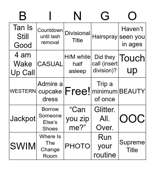 PAGEANT BINGO Card