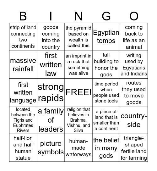 World History Bingo Card