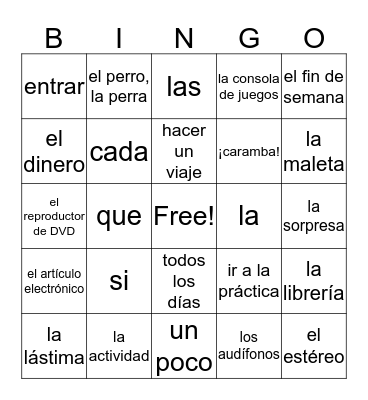 QC Level 1 Unidad 5A Bingo Card
