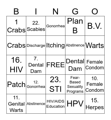 SEXY BINGO Card